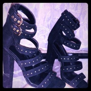 Black strappy heels